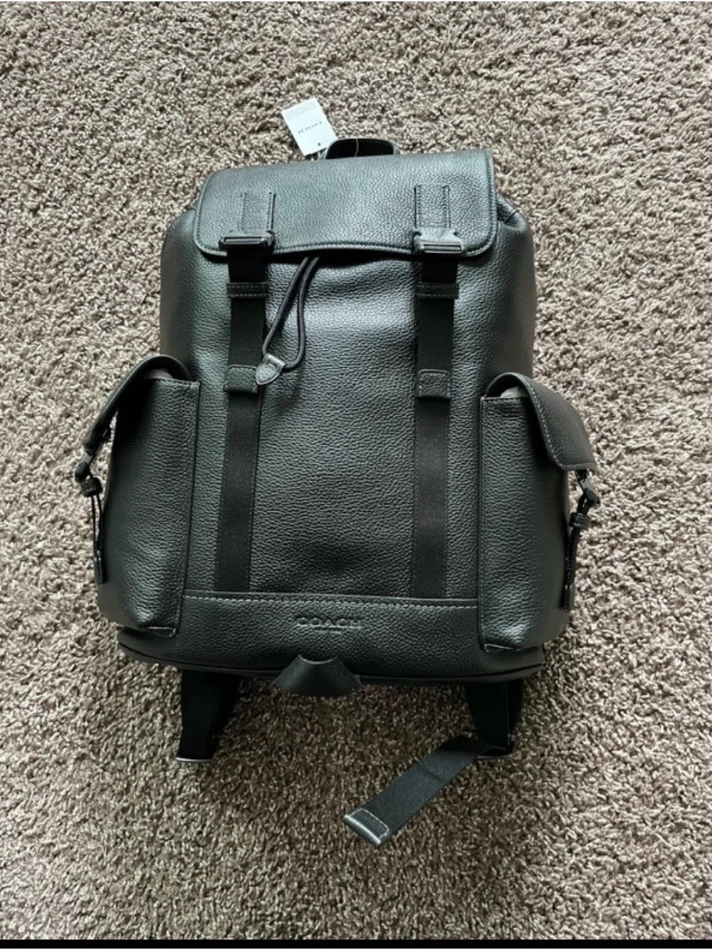 Coach Clark Black Pebbled Leather Men's Rucksack Backpack